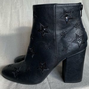 Kenneth Cole Black Leather Sequin Star Booties - 9